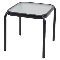 Τραπέζι Κήπου  VEGA Μαύρο Μέταλλο/Γυαλί 40x40x43cm