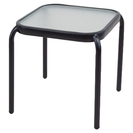 Τραπέζι Κήπου  VEGA Μαύρο Μέταλλο/Γυαλί 40x40x43cm