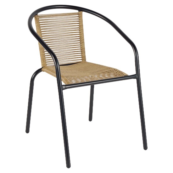 Καρέκλα Κήπου  ATLAS Φυσικό/Μαύρο Μέταλλο/Rattan 54x63x75cm