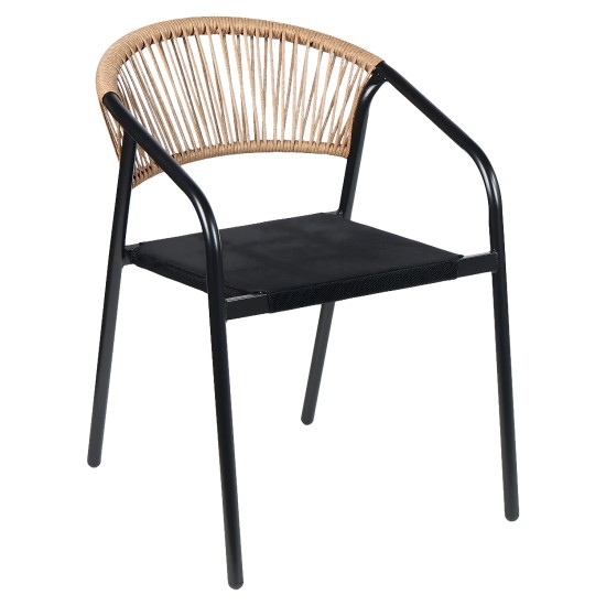 Καρέκλα Κήπου  LUNA Φυσικό/Μαύρο Μέταλλο/Rattan 54x60x75cm