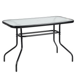 Τραπέζι Κήπου  VULCAN Μαύρο Μέταλλο/Γυαλί 110x60x70cm