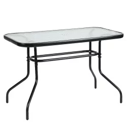 Τραπέζι Κήπου  VULCAN Μαύρο Μέταλλο/Γυαλί 110x60x70cm