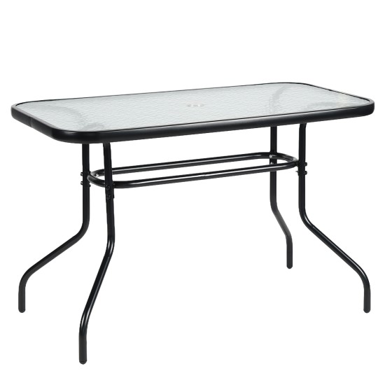 Τραπέζι Κήπου  VULCAN Μαύρο Μέταλλο/Γυαλί 110x60x70cm