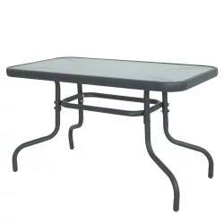 Τραπέζι Κήπου  VULCAN Γκρι Μέταλλο/Γυαλί 110x60x70cm