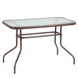 Τραπέζι Κήπου  VULCAN Καφέ Μέταλλο/Γυαλί 110x60x70cm