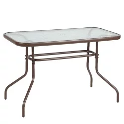 Τραπέζι Κήπου  VULCAN Καφέ Μέταλλο/Γυαλί 110x60x70cm