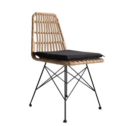 Καρέκλα Κήπου  ALFONSE Φυσικό/Μαύρο Μέταλλο/Rattan 47x62x81cm - ART-14510010