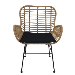 Καρέκλα Κήπου  ABUDIUS Φυσικό/Μαύρο Μέταλλο/Rattan 60x60x85cm - ART-14510016