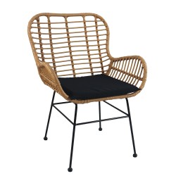 Καρέκλα Κήπου  ABUDIUS Φυσικό/Μαύρο Μέταλλο/Rattan 60x60x85cm - ART-14510016