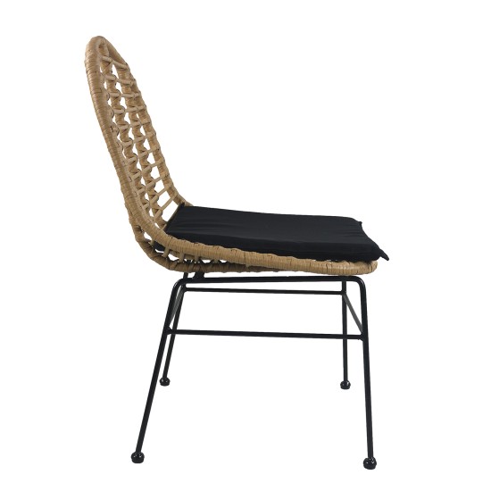 Καρέκλα Κήπου ACCIUS Φυσικό/Μαύρο Μέταλλο/Rattan 49x56x84cm Καρέκλα Κήπου ACCIUS Φυσικό/Μαύρο Μέταλλο/Rattan 49x56x84cm