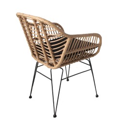 Καρέκλα Κήπου  ACTORIUS Φυσικό/Μαύρο Μέταλλο/Rattan 57x53x81cm - ART-14510019