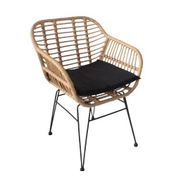 Καρέκλα Κήπου  ACTORIUS Φυσικό/Μαύρο Μέταλλο/Rattan 57x53x81cm - ART-14510019