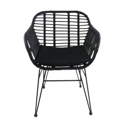Καρέκλα Κήπου  ACTORIUS Μαύρο Μέταλλο/Rattan 57x53x81cm Καρέκλα Κήπου  ACTORIUS Μαύρο Μέταλλο/Rattan 57x53x81cm