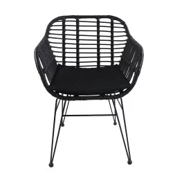 Καρέκλα Κήπου  ACTORIUS Μαύρο Μέταλλο/Rattan 57x53x81cm