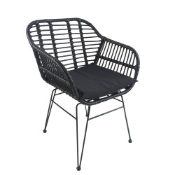 Καρέκλα Κήπου  ACTORIUS Μαύρο Μέταλλο/Rattan 57x53x81cm Καρέκλα Κήπου  ACTORIUS Μαύρο Μέταλλο/Rattan 57x53x81cm