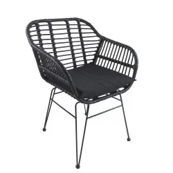 Καρέκλα Κήπου  ACTORIUS Μαύρο Μέταλλο/Rattan 57x53x81cm