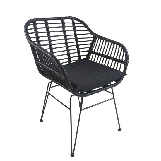 Καρέκλα Κήπου ACTORIUS Μαύρο Μέταλλο/Rattan 57x53x81cm Καρέκλα Κήπου ACTORIUS Μαύρο Μέταλλο/Rattan 57x53x81cm