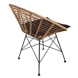 Καρέκλα Κήπου  AELIUS Φυσικό/Μαύρο Μέταλλο/Rattan 72x62x78cm - ART-14510021