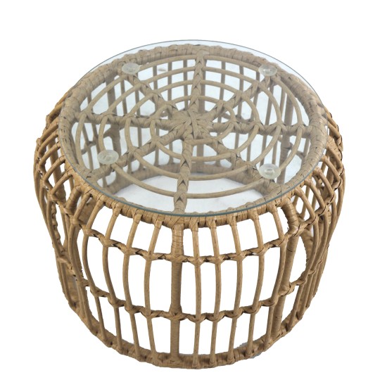Τραπεζάκι Κήπου ALBIUS Φυσικό Rattan/Μέταλλο/Γυαλί Φ50x35cm Τραπεζάκι Κήπου ALBIUS Φυσικό Rattan/Μέταλλο/Γυαλί Φ50x35cm