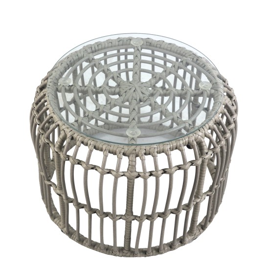 Τραπεζάκι Κήπου  ALBIUS Γκρι Rattan/Μέταλλο/Γυαλί Φ50x35cm