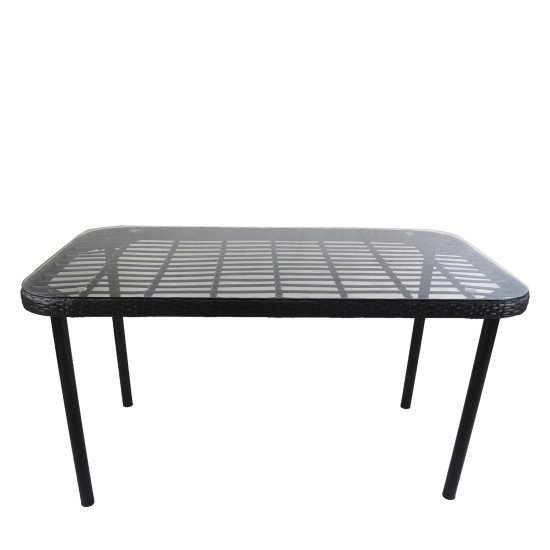 Τραπέζι Κήπου AMPLAS Μαύρο Μέταλλο/Rattan/Γυαλί 140x80x73cm Τραπέζι Κήπου AMPLAS Μαύρο Μέταλλο/Rattan/Γυαλί 140x80x73cm
