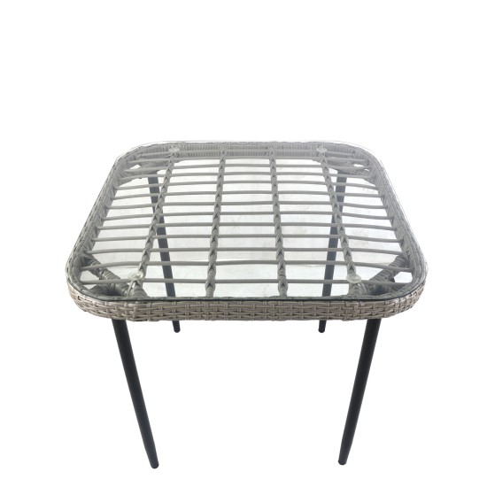 Τραπέζι Κήπου ANTIUS Γκρι/Μαύρο Μέταλλο/Rattan/Γυαλί 80x80x73cm Τραπέζι Κήπου ANTIUS Γκρι/Μαύρο Μέταλλο/Rattan/Γυαλί 80x80x73cm