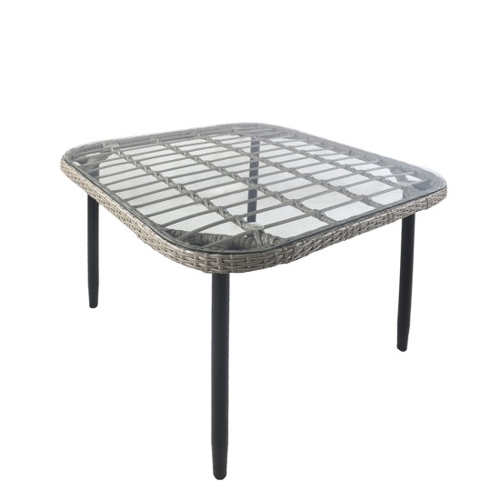 Τραπέζι Κήπου ANTIUS Γκρι/Μαύρο Μέταλλο/Rattan/Γυαλί 80x80x73cm Τραπέζι Κήπου ANTIUS Γκρι/Μαύρο Μέταλλο/Rattan/Γυαλί 80x80x73cm