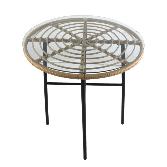 Τραπέζι Κήπου APPIUS Φυσικό/Μαύρο Μέταλλο/Rattan/Γυαλί 70x70x74cm Τραπέζι Κήπου APPIUS Φυσικό/Μαύρο Μέταλλο/Rattan/Γυαλί 70x70x74cm
