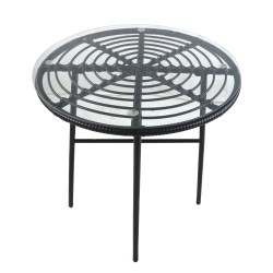Τραπέζι Κήπου  APPIUS Μαύρο Μέταλλο/Rattan/Γυαλί 70x70x74cm
