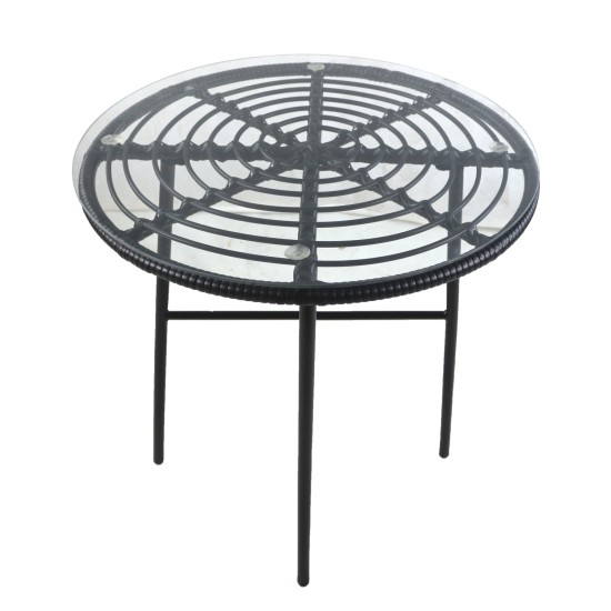 Τραπέζι Κήπου APPIUS Μαύρο Μέταλλο/Rattan/Γυαλί 70x70x74cm Τραπέζι Κήπου APPIUS Μαύρο Μέταλλο/Rattan/Γυαλί 70x70x74cm