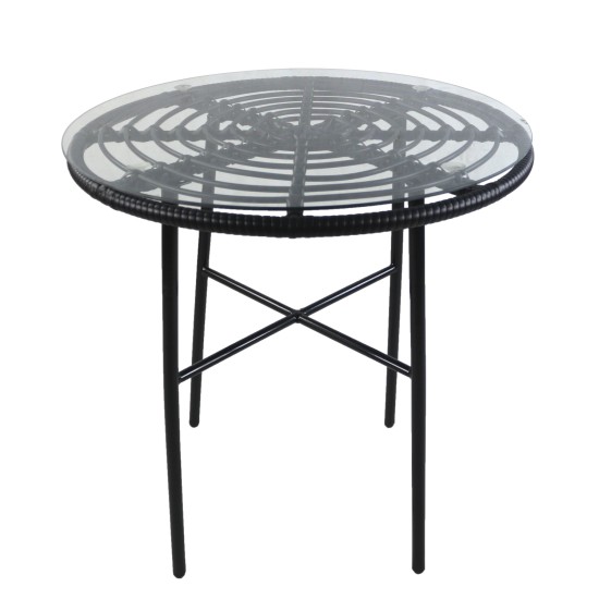 Τραπέζι Κήπου APPIUS Μαύρο Μέταλλο/Rattan/Γυαλί 70x70x74cm Τραπέζι Κήπου APPIUS Μαύρο Μέταλλο/Rattan/Γυαλί 70x70x74cm