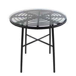 Τραπέζι Κήπου  APPIUS Μαύρο Μέταλλο/Rattan/Γυαλί 70x70x74cm