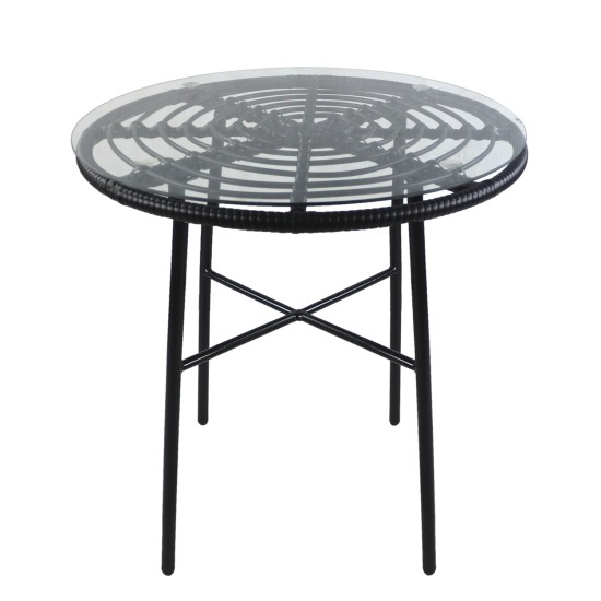 Τραπέζι Κήπου APPIUS Μαύρο Μέταλλο/Rattan/Γυαλί 70x70x74cm Τραπέζι Κήπου APPIUS Μαύρο Μέταλλο/Rattan/Γυαλί 70x70x74cm