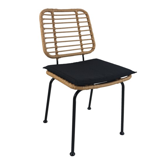 Καρέκλα Κήπου ATIUS Φυσικό/Μαύρο Μέταλλο/Rattan 46.5x55x86cm Καρέκλα Κήπου ATIUS Φυσικό/Μαύρο Μέταλλο/Rattan 46.5x55x86cm