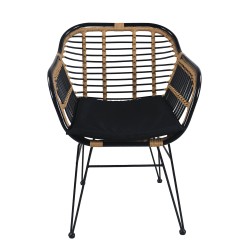 Καρέκλα Κήπου  ATINIUS Φυσικό/Μαύρο Μέταλλο/Rattan 58x62x82cm Καρέκλα Κήπου  ATINIUS Φυσικό/Μαύρο Μέταλλο/Rattan 58x62x82cm