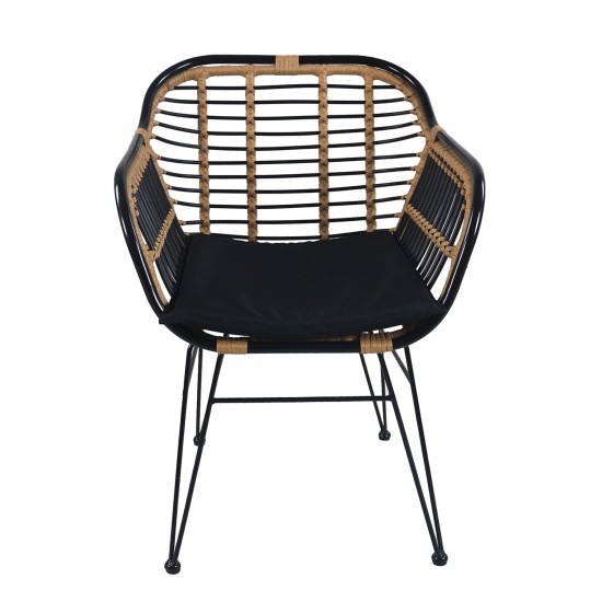 Καρέκλα Κήπου ATINIUS Φυσικό/Μαύρο Μέταλλο/Rattan 58x62x82cm Καρέκλα Κήπου ATINIUS Φυσικό/Μαύρο Μέταλλο/Rattan 58x62x82cm