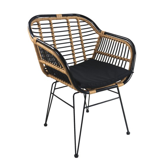Καρέκλα Κήπου ATINIUS Φυσικό/Μαύρο Μέταλλο/Rattan 58x62x82cm Καρέκλα Κήπου ATINIUS Φυσικό/Μαύρο Μέταλλο/Rattan 58x62x82cm