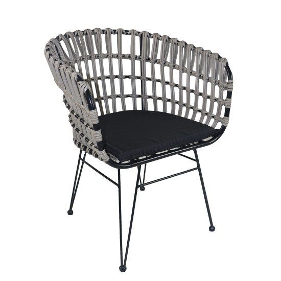 Καρέκλα Κήπου ArteLibre ATRIUS Γκρι/Μαύρο Μέταλλο/Rattan 61x57x80cm - ART-14510053