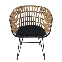 Καρέκλα Κήπου  AULIUS Φυσικό/Μαύρο Μέταλλο/Rattan 57x60x78.5cm Καρέκλα Κήπου  AULIUS Φυσικό/Μαύρο Μέταλλο/Rattan 57x60x78.5cm