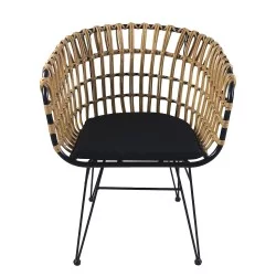 Καρέκλα Κήπου  AULIUS Φυσικό/Μαύρο Μέταλλο/Rattan 57x60x78.5cm