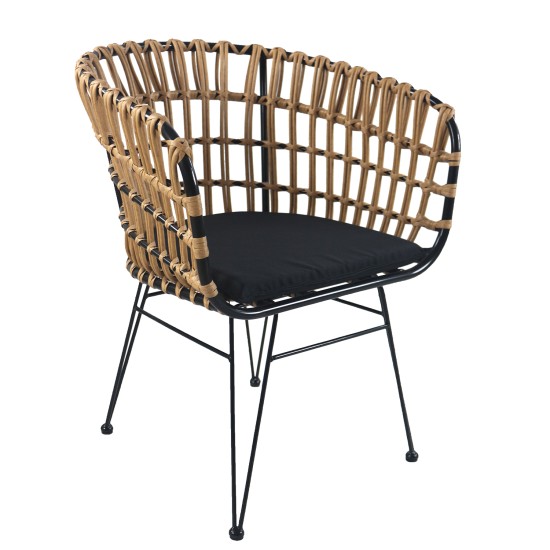 Καρέκλα Κήπου AULIUS Φυσικό/Μαύρο Μέταλλο/Rattan 57x60x78.5cm Καρέκλα Κήπου AULIUS Φυσικό/Μαύρο Μέταλλο/Rattan 57x60x78.5cm