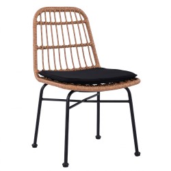 Καρέκλα Κήπου  AFRANIUS Φυσικό/Μαύρο Rattan/Μέταλλο 47x50x85cm - ART-14510059