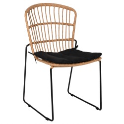 Καρέκλα Κήπου  ALFENUS Φυσικό/Μαύρο Rattan/Μέταλλο 50x55x84cm - ART-14510060