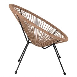 Πολυθρόνα Κήπου  APRONIUS Φυσικό/Μαύρο Rattan/Μέταλλο 71x73x77cm - ART-14510061