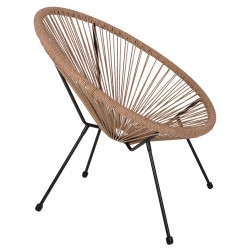 Πολυθρόνα Κήπου  APRONIUS Φυσικό/Μαύρο Rattan/Μέταλλο 71x73x77cm - ART-14510061