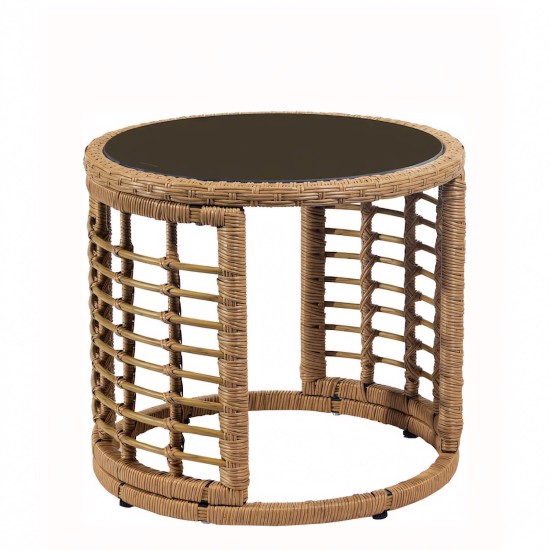 Τραπεζάκι Κήπου AURIUS Φυσικό Rattan/Γυαλί Φ45x40cm Τραπεζάκι Κήπου AURIUS Φυσικό Rattan/Γυαλί Φ45x40cm