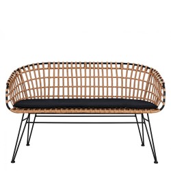 Καναπές Κήπου  ARVENIUS Φυσικό/Μαύρο Rattan 124x57x77cm - ART-14510064