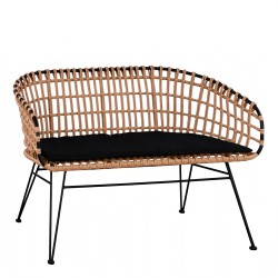 Καναπές Κήπου  ARVENIUS Φυσικό/Μαύρο Rattan 124x57x77cm - ART-14510064