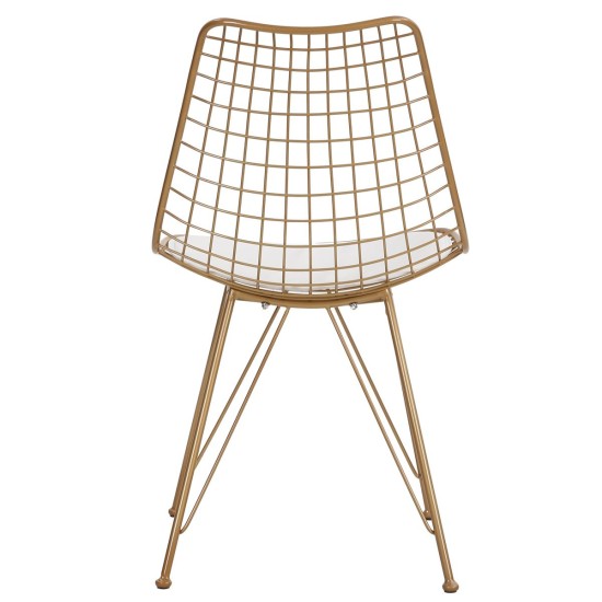 Καρέκλα Μεταλλική  FAGUS Με Μαξιλάρι Χρυσό 49x58x83.5cm