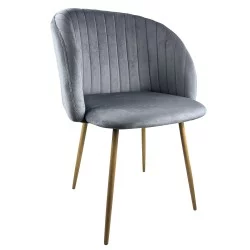 Καρέκλα  KINGFISHER Γκρι Βελούδο/Μέταλλο/Ξύλο 54x55x83cm